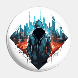 Mistery Shadow Hacker Gamer Urbain City Life Pin