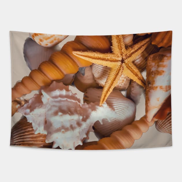 Sea Summer Seashells Beach Vacation Starfish Tapestry by eleonoraingrid