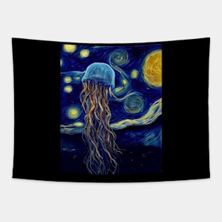 Van Gogh Jellyfish Night 01 Tapestry