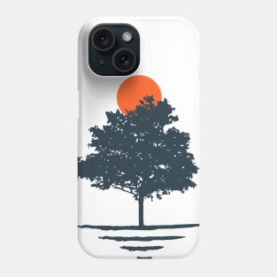 Minimalist Abstract Nature Art #49 Large Tree and Sun Phone Case