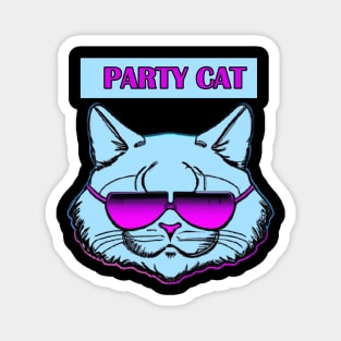 Party Cat Synthwave Retro Magnet