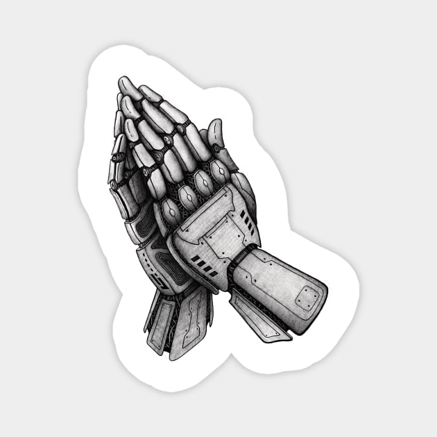 Praying Robotic Hands Magnet by Akman