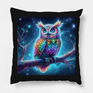 Colorful Owl Art Pillow