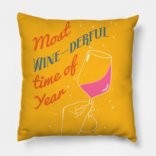 It's The Most Winederful Time of Year Vintage Christmas Wine Lover Pillow