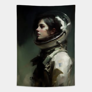 Gothic Astronaut Moody Dark Painting Tapestry