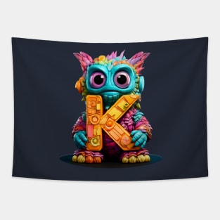 Cute Monster for Kids Alphabet Letter K Funny Back to School Tapestry