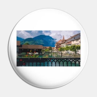 Interlaken Scene Painting Pin