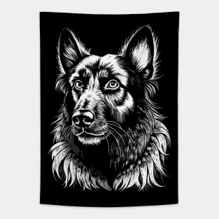 German shepherd dog head drawing black and white Tapestry