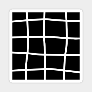 Minimalist White Grid Lines Simple Pattern in Black Background Magnet