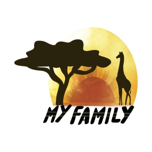 My Family Giraffe in the Sunset Safari T-Shirt