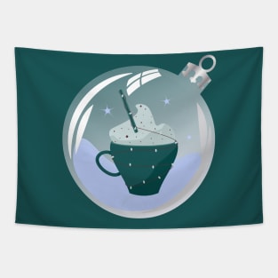 Coffe cup Cappuccino in Christmas bauble Tapestry