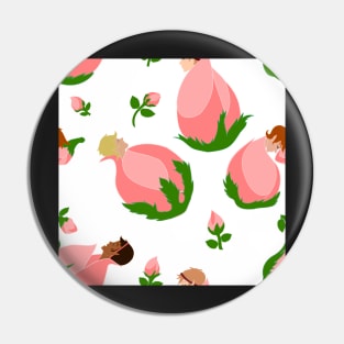 Sleeping Flower Bud Fairies - White Background Pin