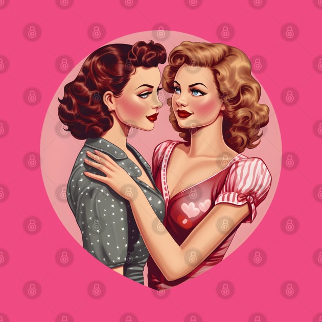 Retro comic lesbian couple by beangeerie