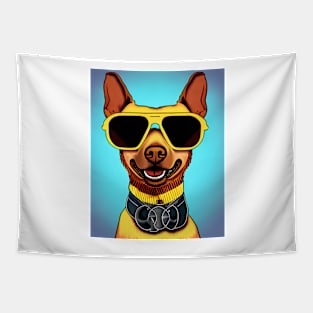 Smiling Dog with Sunglasses Tapestry