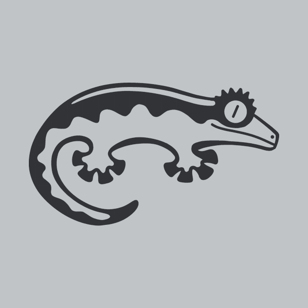 Crested gecko. Minimalist art for geckos and lizards lovers in dark ink by croquis design