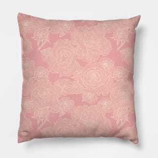 Blush pastel pink decorative abstract roses pattern Pillow