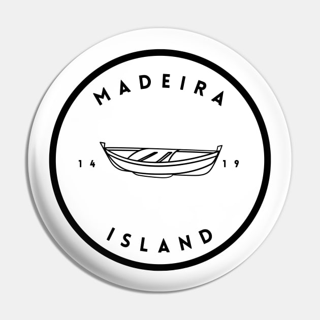 Madeira Island 1419 logo with the traditional fishing boat/canoa in black & white Pin by Donaby