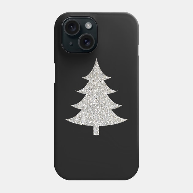 Minimalistic Silver Faux Glitter Christmas Tree Phone Case by Felicity-K