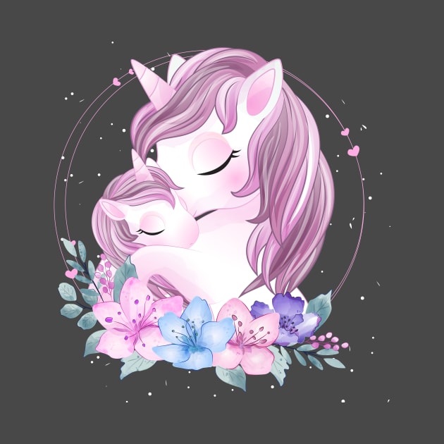 cute unicorn mother baby Tshirt by Tshirt lover 1