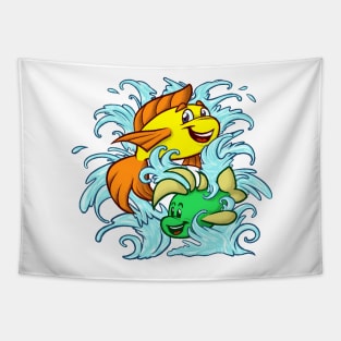 Freddi Fish & Luther (Japanese Koi Tattoo) Tapestry