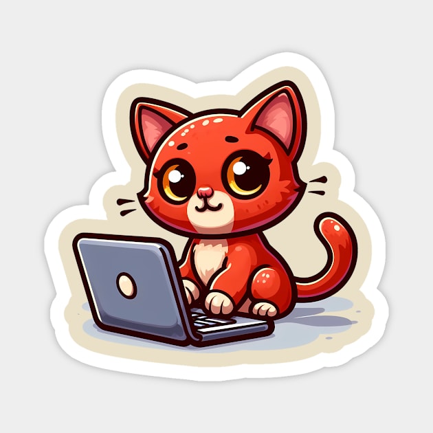 Computer Cat Magnet by Andi's Design Stube