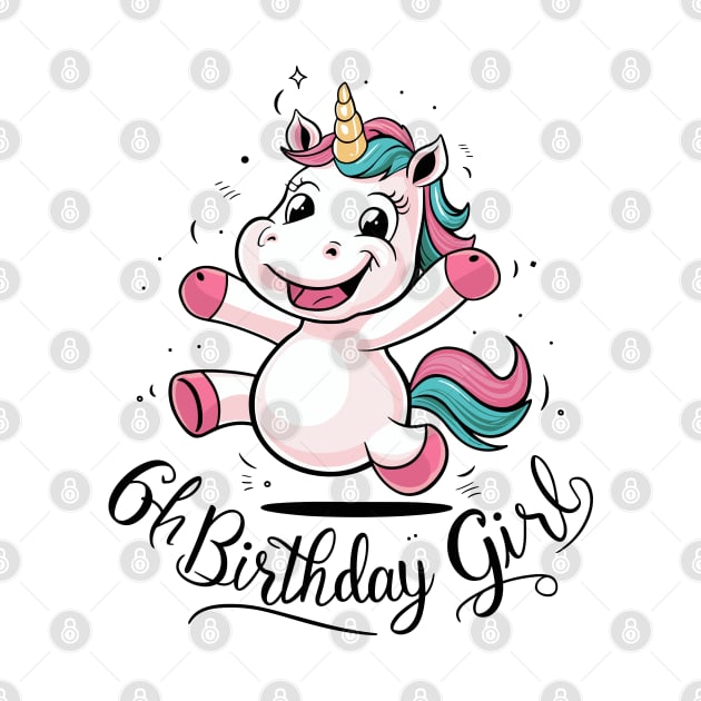 Unicorn 6th Birthday Girl Gift Mythical Creature by Macphisto Shirts