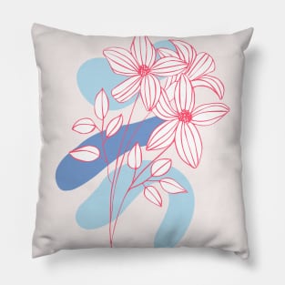 Abstract Botanical Red Flowers Pillow