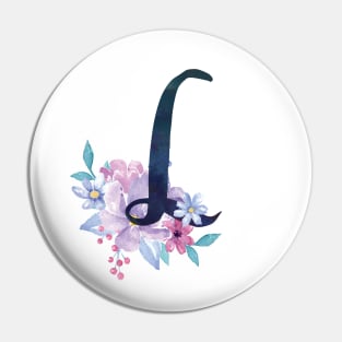 Floral Monogram L Pretty Lilac Bouquet Pin