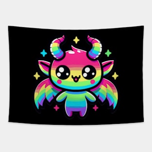 Baphomet Cute Kawaii Rainbow Neon Goth Tapestry