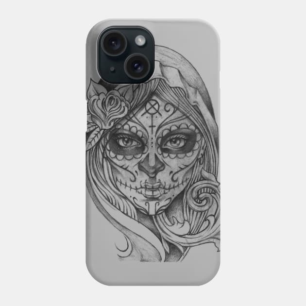 Sugar Skull Girl Day of the Dead Phone Case by dnlribeiro88