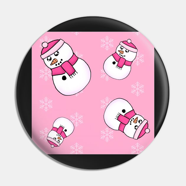 Valentine's Day Snow Man Print Pin by dogbone42