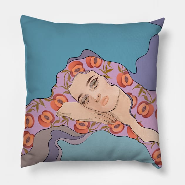 Abstract art "girl in peaches" in delicate pastel shades Pillow by shikita_a