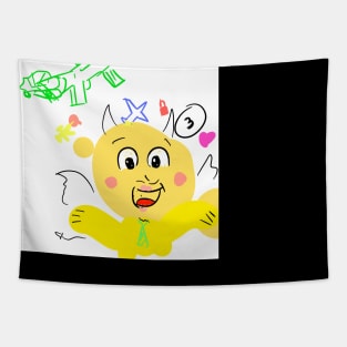 Little moster yellow Tapestry