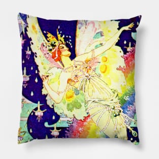 Vintage Fairy and rainbow Pillow