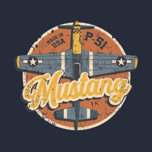 Vintage P51 Mustang USAAF WW2 Fighter Plane T-Shirt