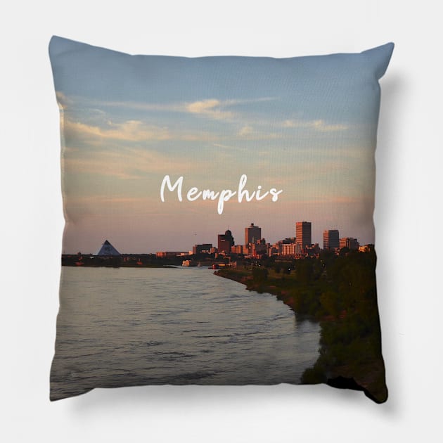 Cool sunset photography of Memphis Tennessee skyline night sky USA city break Pillow by BoogieCreates