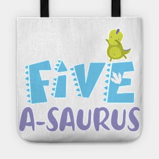 Family Dinosaur Matching 5th Birthday Five-A-Saurus Gift For Boys Kids toddlers Tote