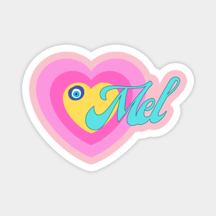 Mel in Colorful Heart Illustration Magnet