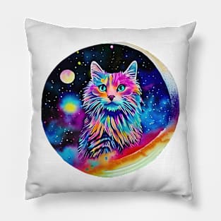 Cat in Space - A World of Dreams painting Pillow