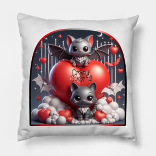 Cute Cat & Bat - Crazy Over U Pillow