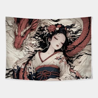 Geisha and Dragon 7901 Tapestry