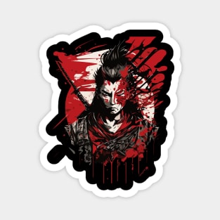 Samurai Warrior - Intense Blood Splatter Art Magnet