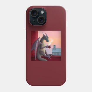 Grey Dragon Drinking Coffee Phone Case