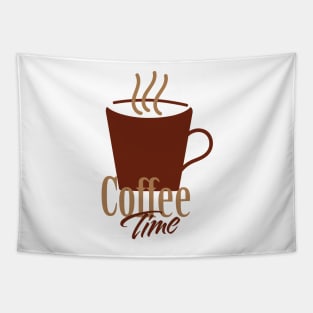 Coffee time Brown Coffee mug and text Tapestry