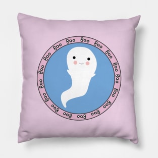 Sweet Ghost Emblem Halloween Circle Design Pillow