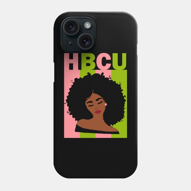 HBCU Pink and Green Afro Phone Case by blackartmattersshop