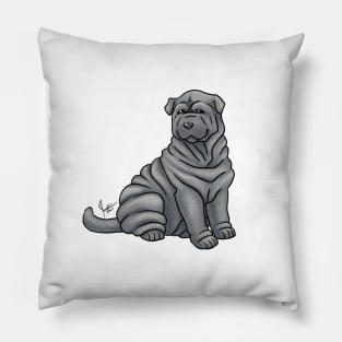 Dog - Chinese Shar-Pei - Gray Pillow