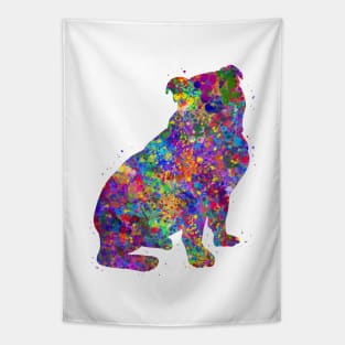 English Bulldog Puppy watercolor Tapestry