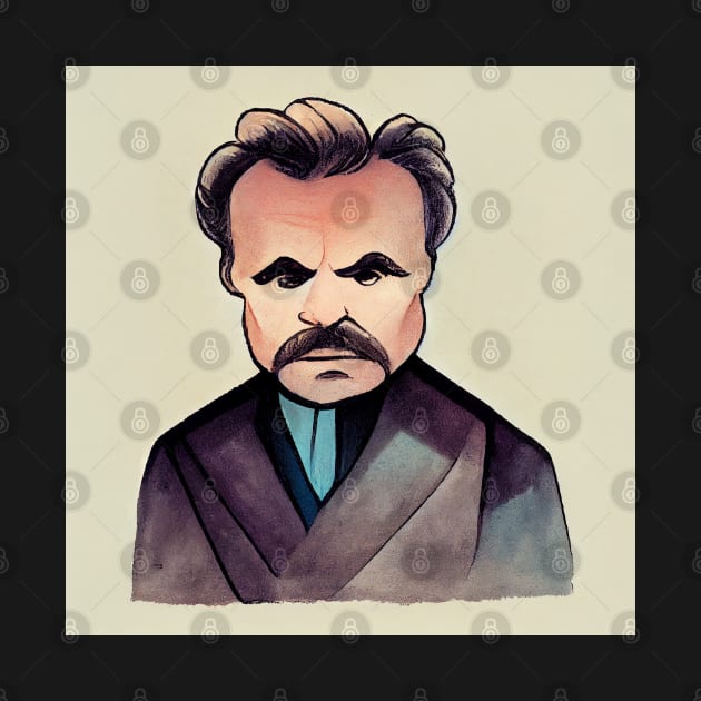 Friedrich Nietzsche portrait | Cartoon style by Classical