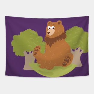 Bear hand Drawn Illustration Tapestry